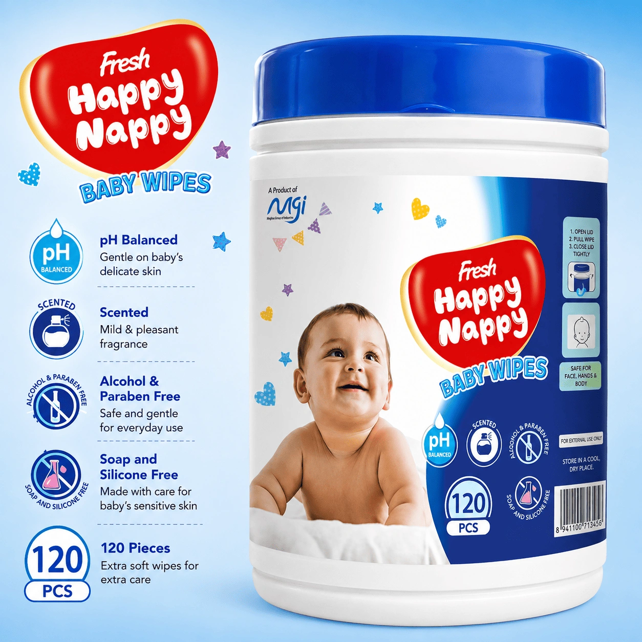 ChatGPT Image Sep 2, 2026, 04_41_27 PM (1) Fresh Happy Nappy Baby Wipes – Canister 120 PCS - Image 1