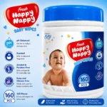 Fresh Happy Nappy Baby Wipes – Canister 160 PCS