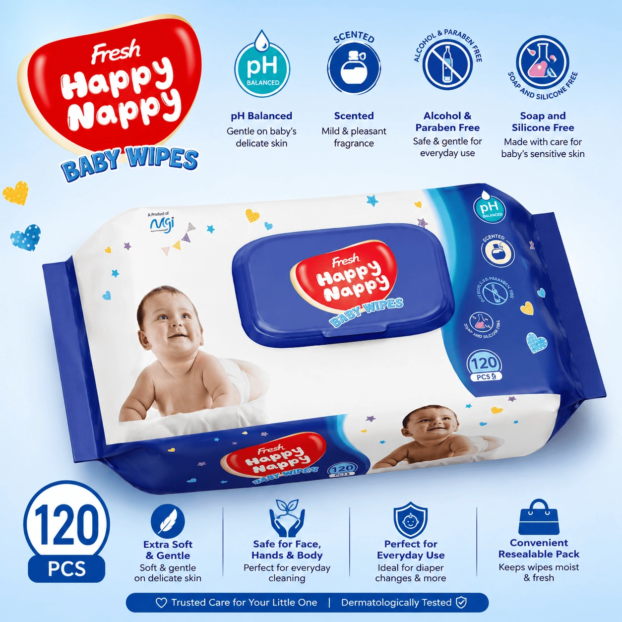 ChatGPT Image Sep 2, 2026, 04_49_23 PM (1) Fresh Happy Nappy Baby Wipes – Pouch 120 PCS - Image 1