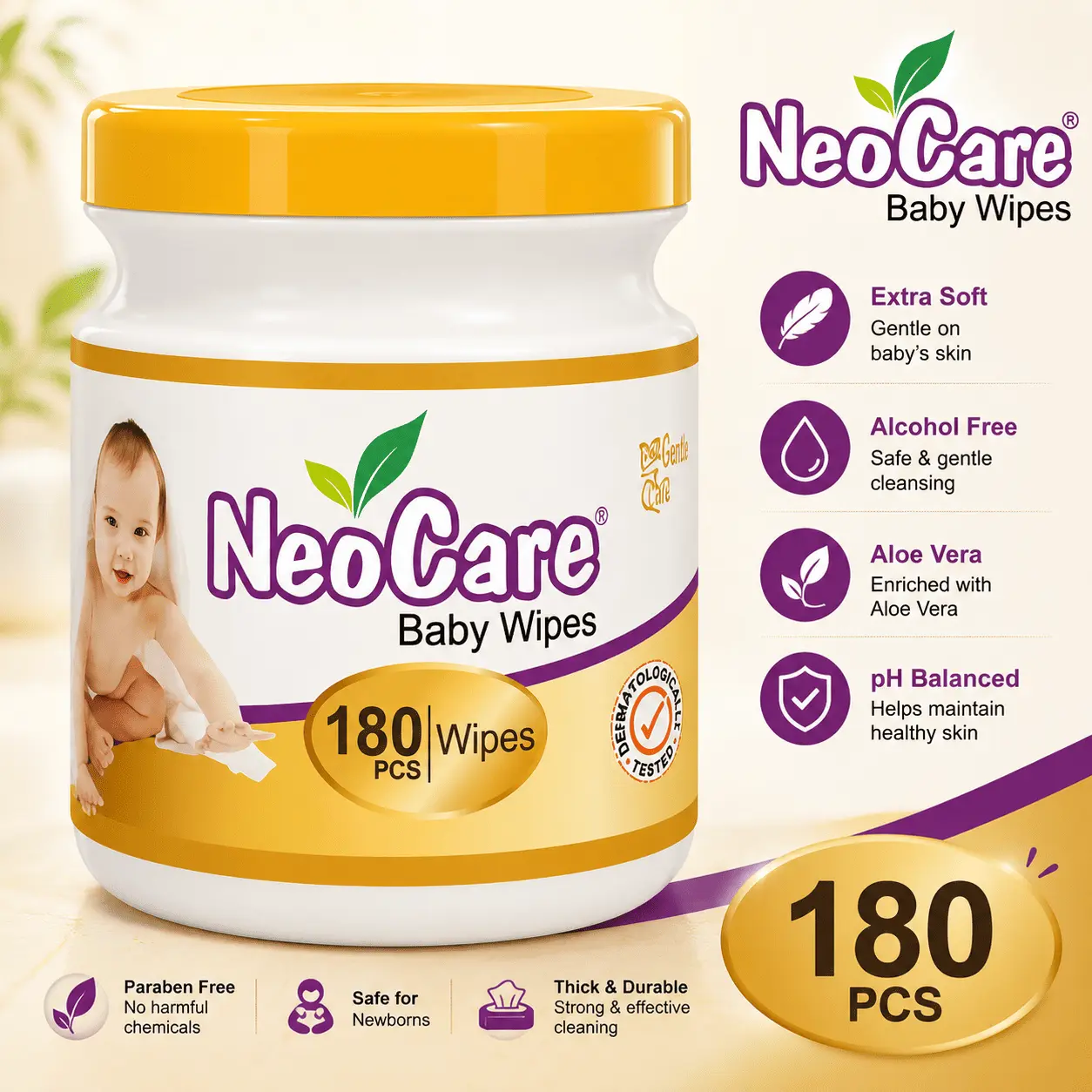 ChatGPT Image Sep 2, 2026, 09_27_37 AM (1) NeoCare Baby Wipes – Canister 180 PCS - Image 1